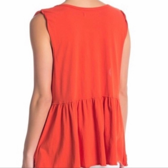 SOLD🚨Free People Raw Edge Drop Waist Sleeveless Anytime Tank Orange - Picture 2 of 10